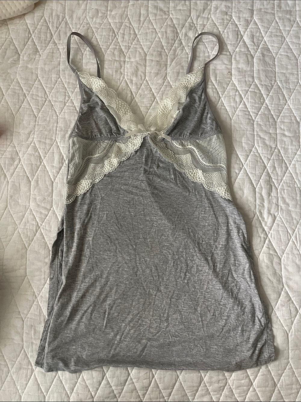 Gray Lace-Trim Camisole Top - Unbranded